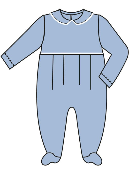 Blue Knit L/S Boys Footie