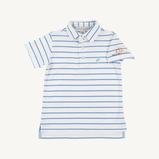 Prim & Proper Polo & Onesie Sunrise Blvd. Blue Stripe with Beale Street Blue Stork