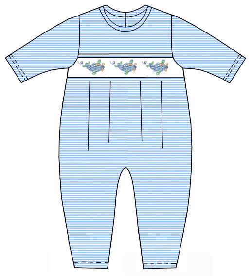Airplane Blue Knit Stripe Romper