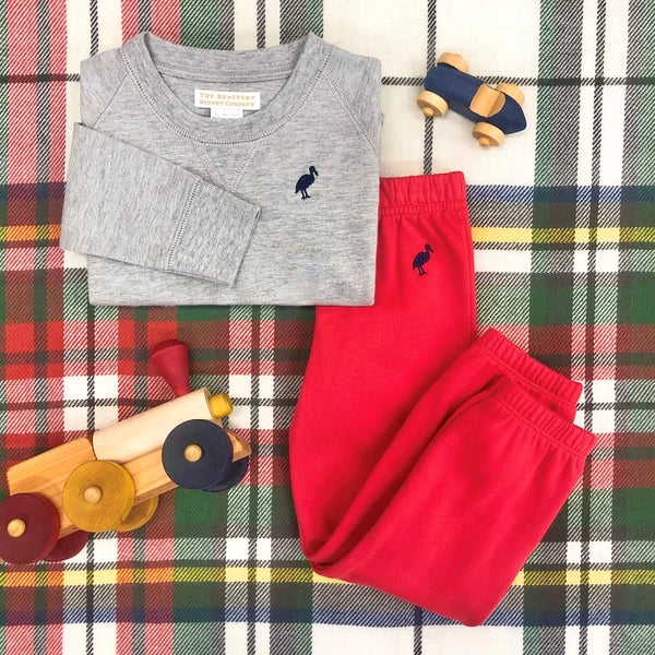 Gates Sweeney Sweatpants  Richmond Red with Nantucket Navy Stork