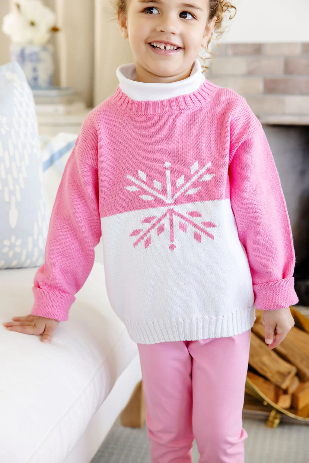 Isabelle's Intarsia Sweater
Hamptons Hot Pink With Worth Avenue White & Snowflake Intarsia