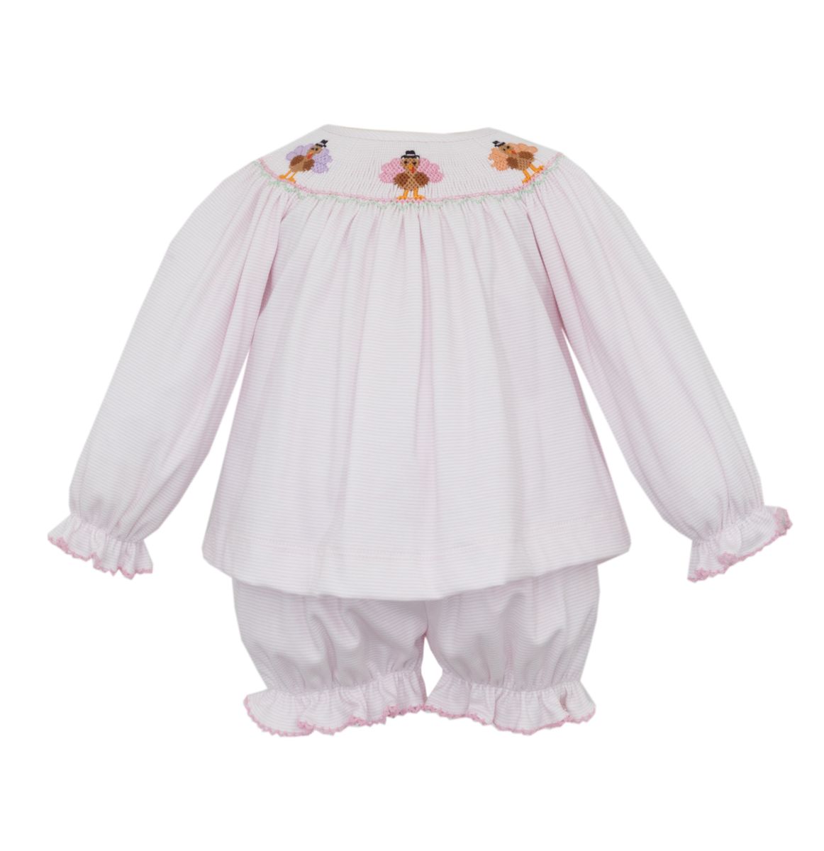 Turkey Girl Pink Knit Stripe Bishop Set