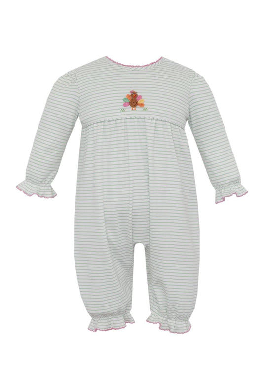 Turkey Girl Green Knit Stripe Romper