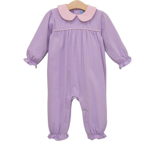 Abigail Romper- Lavender/Light Pink Stripe