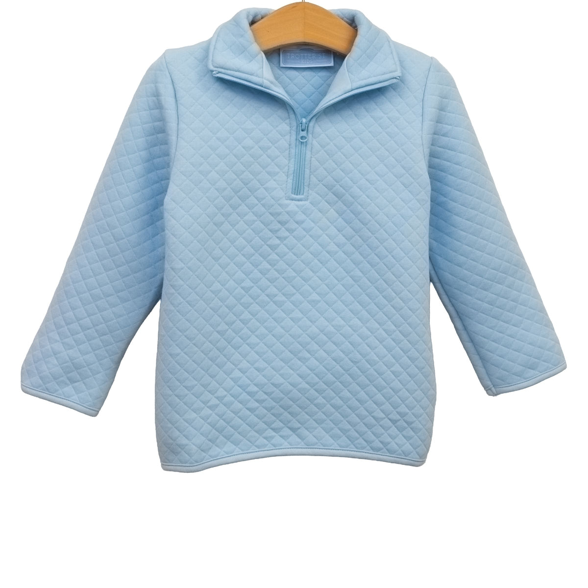 1/4 Zip Quilted Pullover- Light Blue