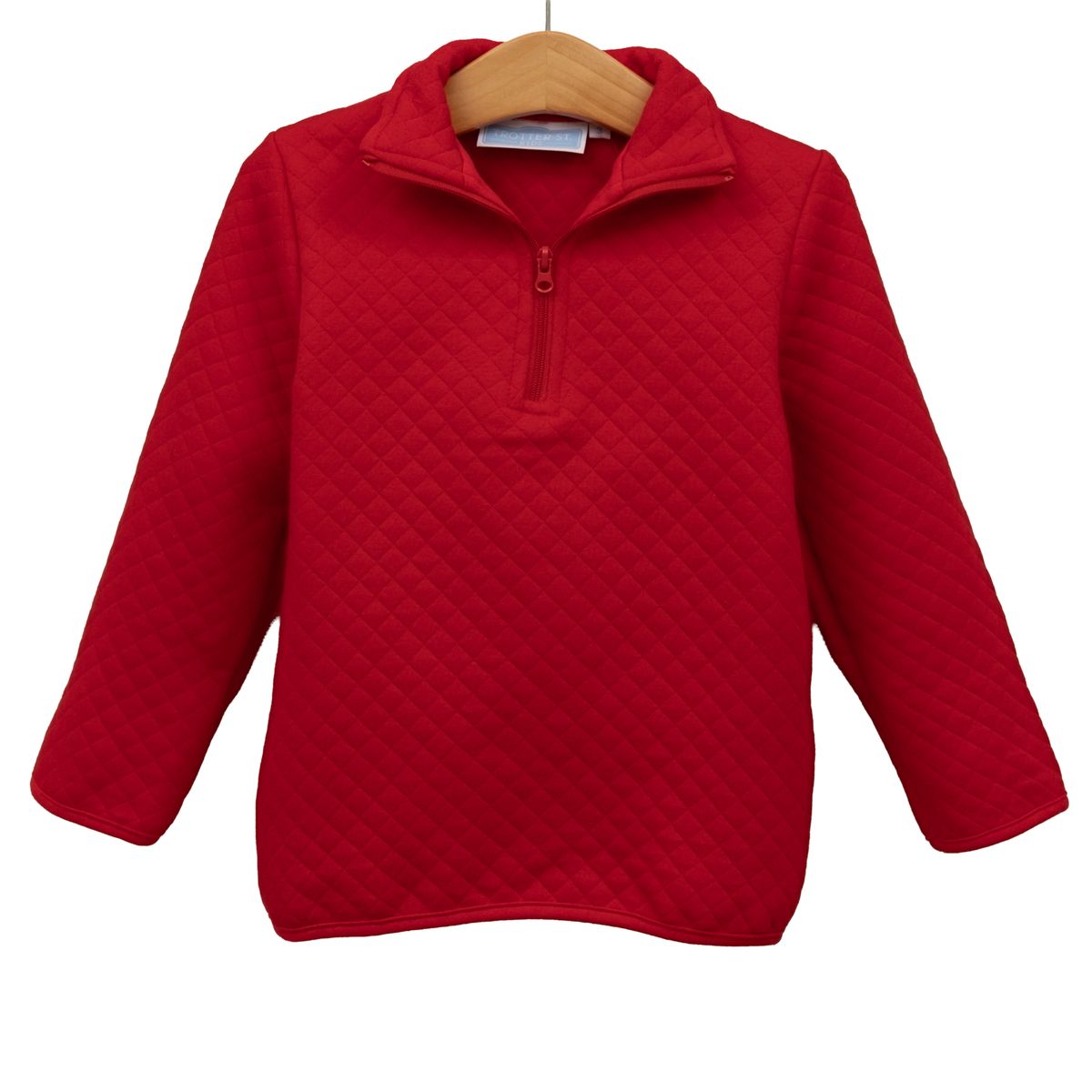 1/4 Zip Quilted Pullover- Red