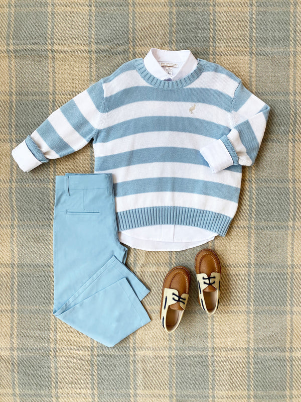 Isaac's Intarsia Sweater Barrington Blue Stripe (Large)