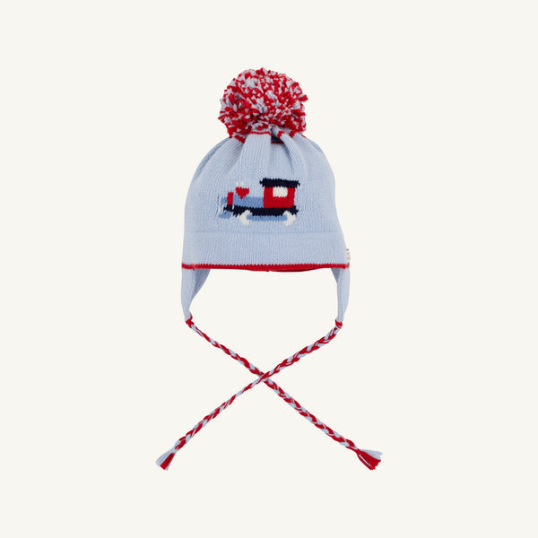 Parrish Pom Pom Hat Beale Street Blue with Train