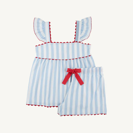 Rest & Rise Set Caicos Cabana Stripe (Beale Street Blue) with Richmond Red