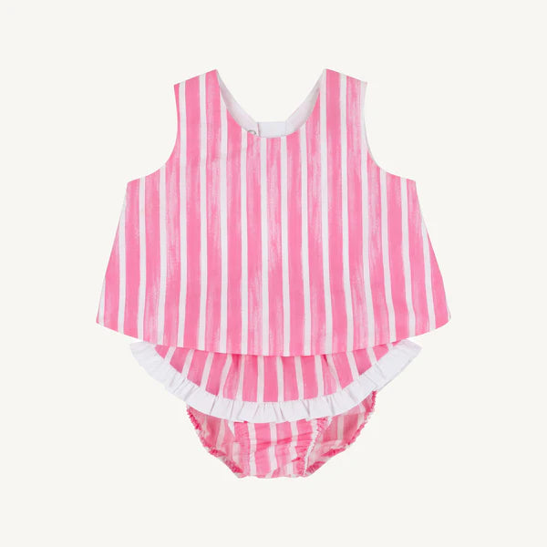 Mary Todd Tab Set Sea Wall Stripe (Winter Park Pink) with Worth Avenue White