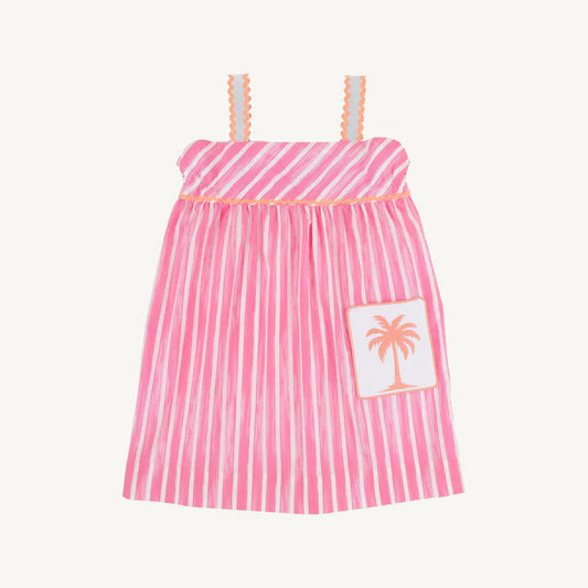 Millie Day Dress Sea Wall Stripe (Winter Park Pink) with Worth Avenue White