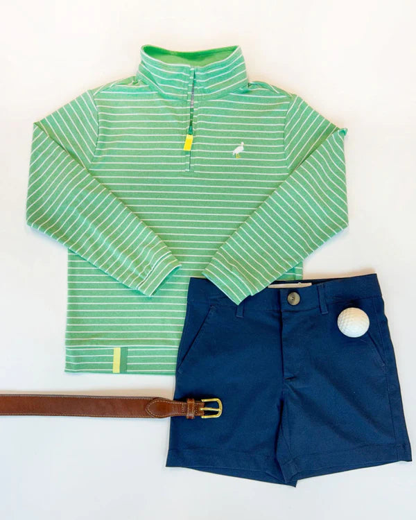 Prepletic™ Hayword Half Zip Gibson Island Green Stripe