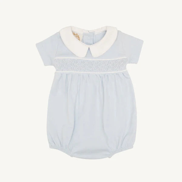Short Sleeve Banbury Bubble Buckhead Blue with Worth Avenue White Smocking