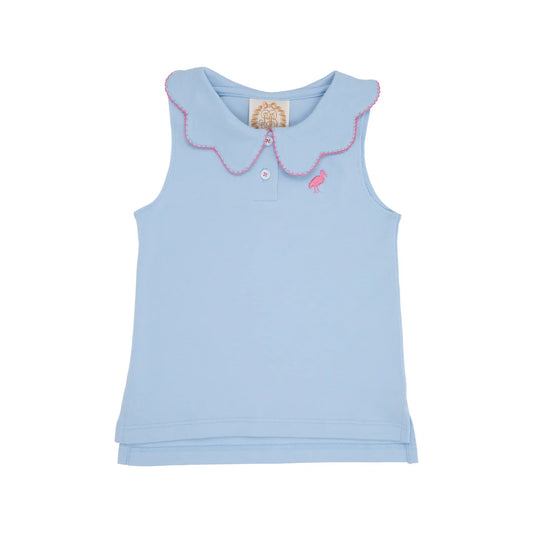 Paige's Playful Polo & Onesie Beale Street Blue With Hamptons Hot Pink Picot & Stork