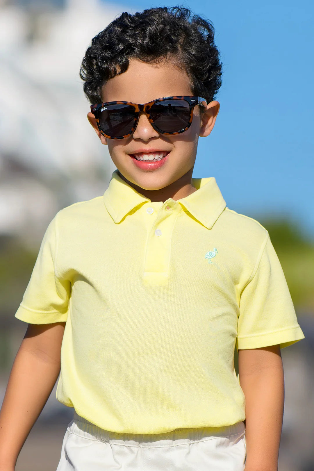 Prim & Proper Beach Polo & Onesie Lake Worth Yellow With Grace Bay Green Stork