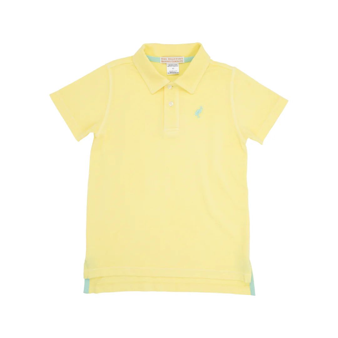 Prim & Proper Beach Polo & Onesie Lake Worth Yellow With Grace Bay Green Stork