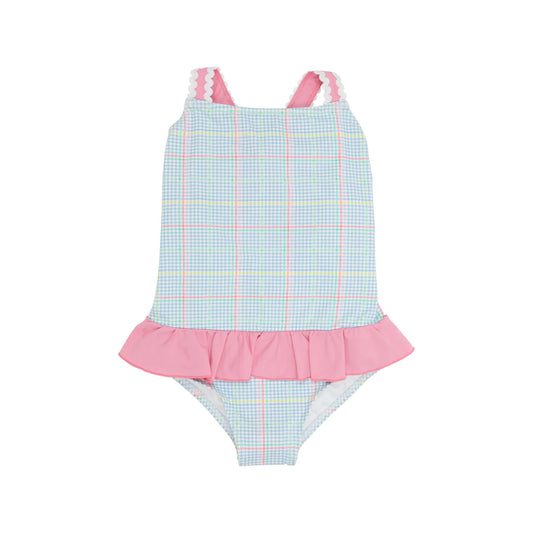 Taylor Bay Bathing Suit Piccadilly Plaid With Hamptons Hot Pink