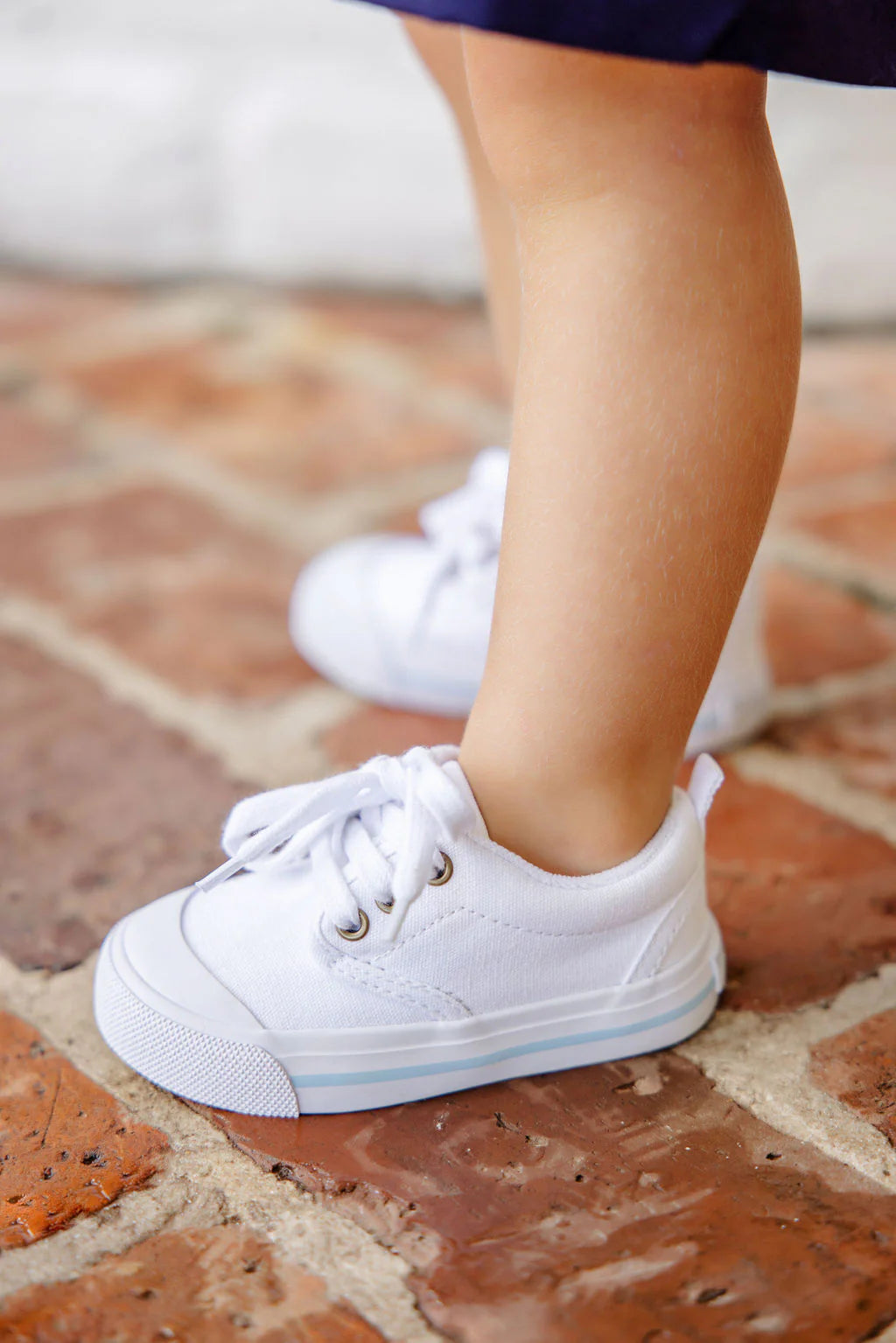 Prep Step Sneakers
Worth Avenue White With Buckhead Blue Stripe