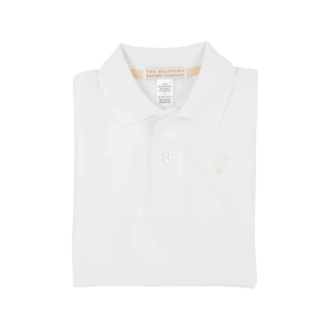 Prim & Proper Polo SS-Pima, Worth Avenue White/Multi Color Stork