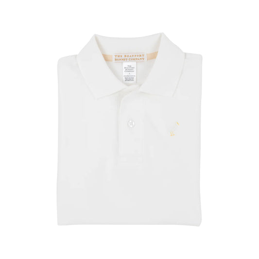 Prim & Proper Polo SS-Pima, Worth Avenue White/Multi Color Stork