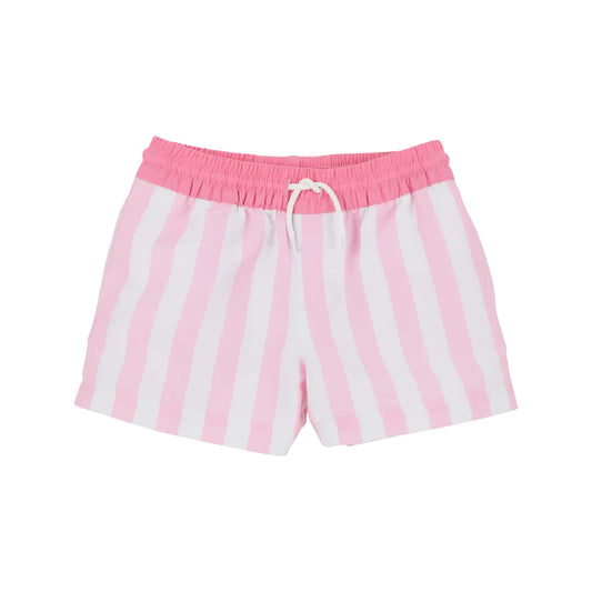 Turtle Bay Swim Trunks, Caicos Cabana Stripe/Hamptons Hot Pink