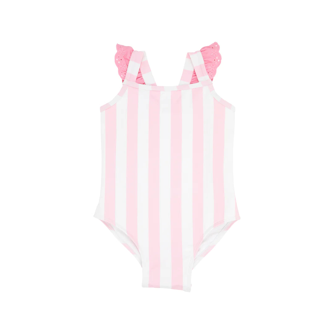 Long Bay Bathing Suit, Caicos Cabana Stripe/Hamptons Hot Pink