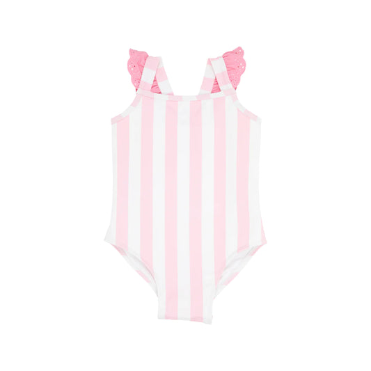 Long Bay Bathing Suit, Caicos Cabana Stripe/Hamptons Hot Pink