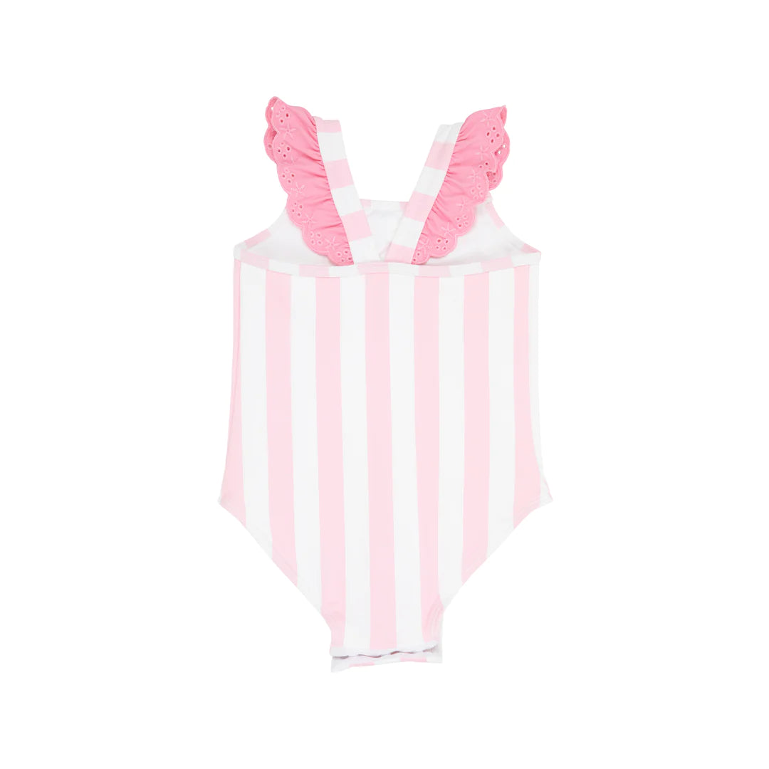 Long Bay Bathing Suit, Caicos Cabana Stripe/Hamptons Hot Pink