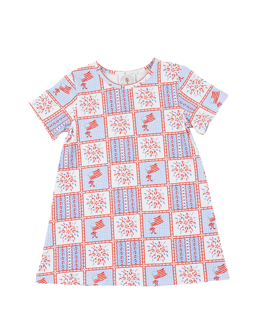 Susie Swing Dress-Patriotic Patchwork