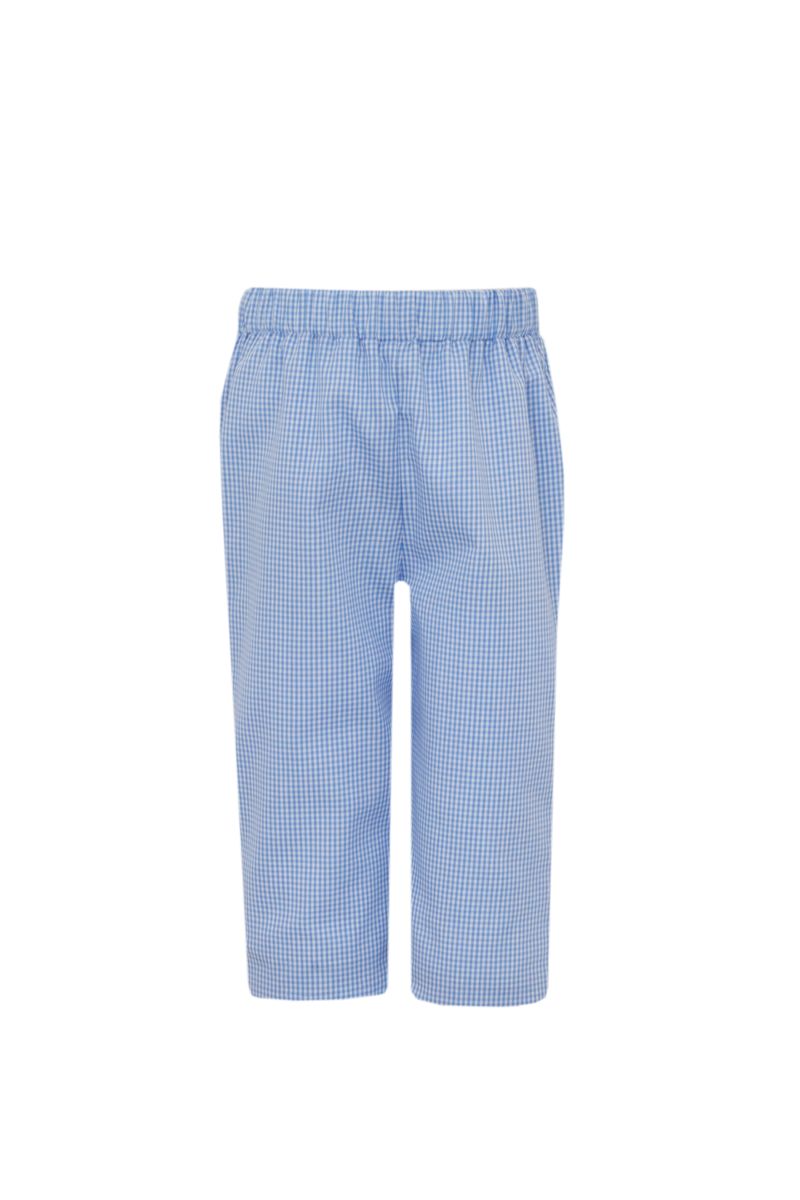 Valentines Day Boy Light Blue Gingham Pants (Lined)