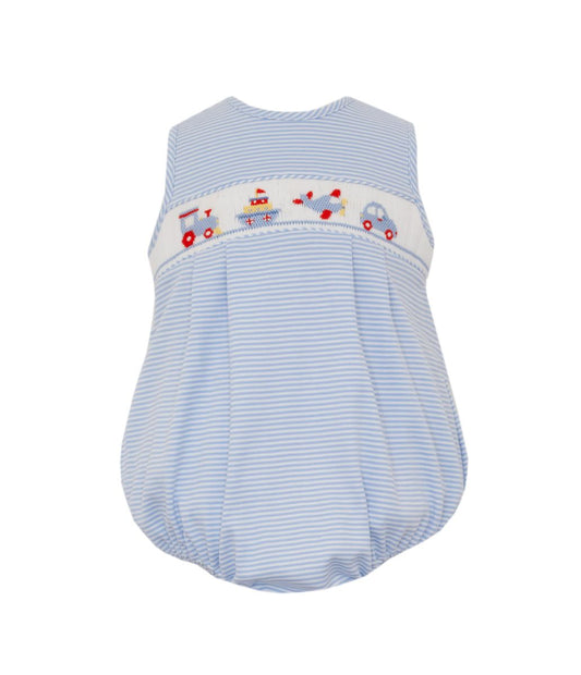 Light Blue Stripe Boys Bubble-Knit Transportation