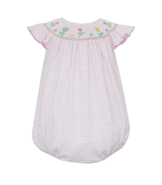 Pink Stripe Angel Sleeve Bubble - Flowers