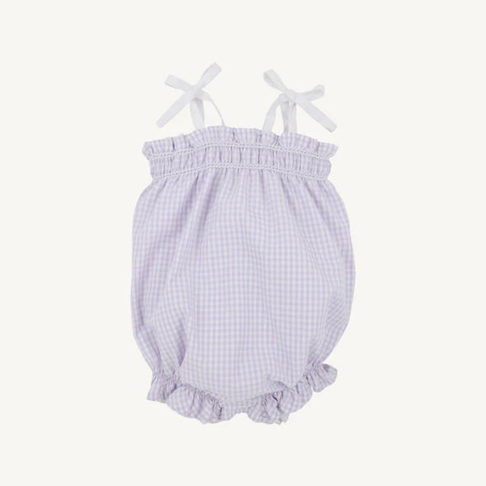 Roses Romper Lauderdale Lavender Gingham with Worth Avenue White