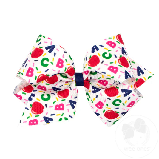 Confetti School-themed Printed Grosgrain Hair Bow