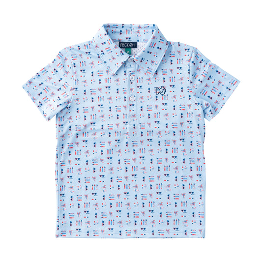 Boys SS Performance Polo Fourth of July-Windsurfer