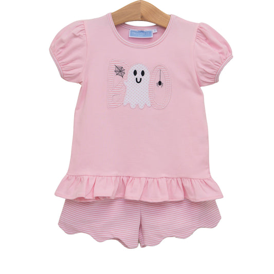 BOO Scalloped Short Set-Pink
