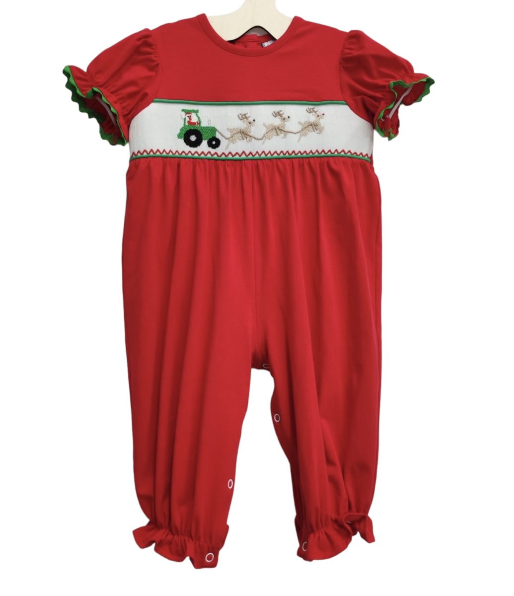 Santa’s Coming Boys Smocked Romper