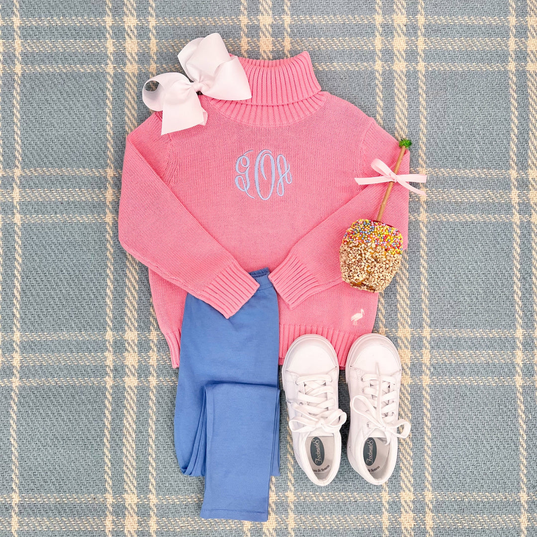 Townsend Turtleneck Sweater, Hamptons Hot Pink/Palm Beach Pink