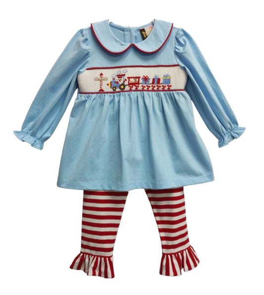 Smocked Train Ruffle Pant Set