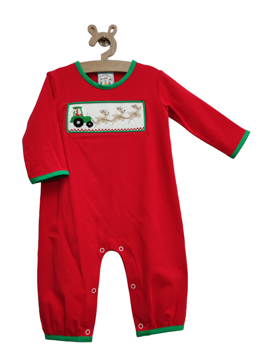 Santa’s Coming Boys Smocked Romper