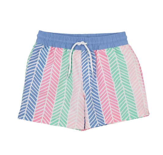 Tortola Swim Trunk, Harbour Island Herringbone, Park City Periwinkle