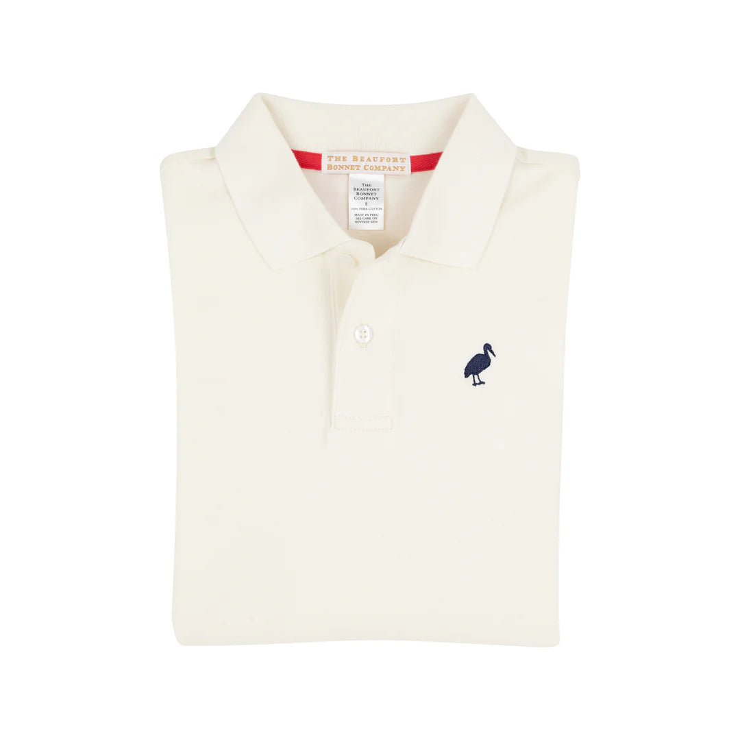 Prim & Proper Polo LS-Pima, Palmetto Pearl/Nantucket Navy