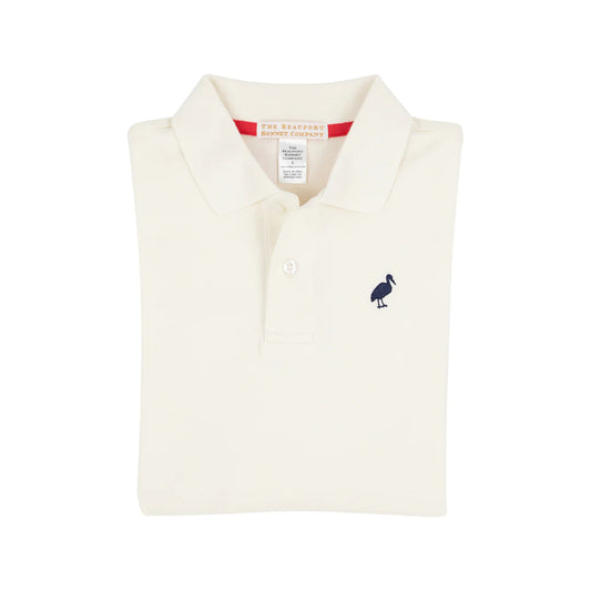 Prim & Proper Polo LS-Pima, Palmetto Pearl/Nantucket Navy