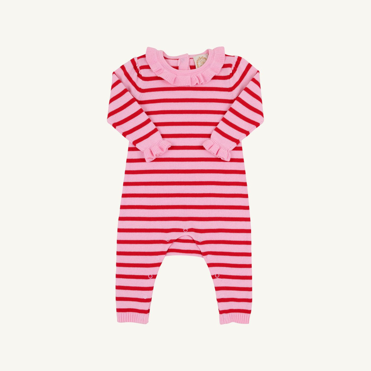 Reece Ruffle Romper Richmond Red and Pier Party Pink Stripe