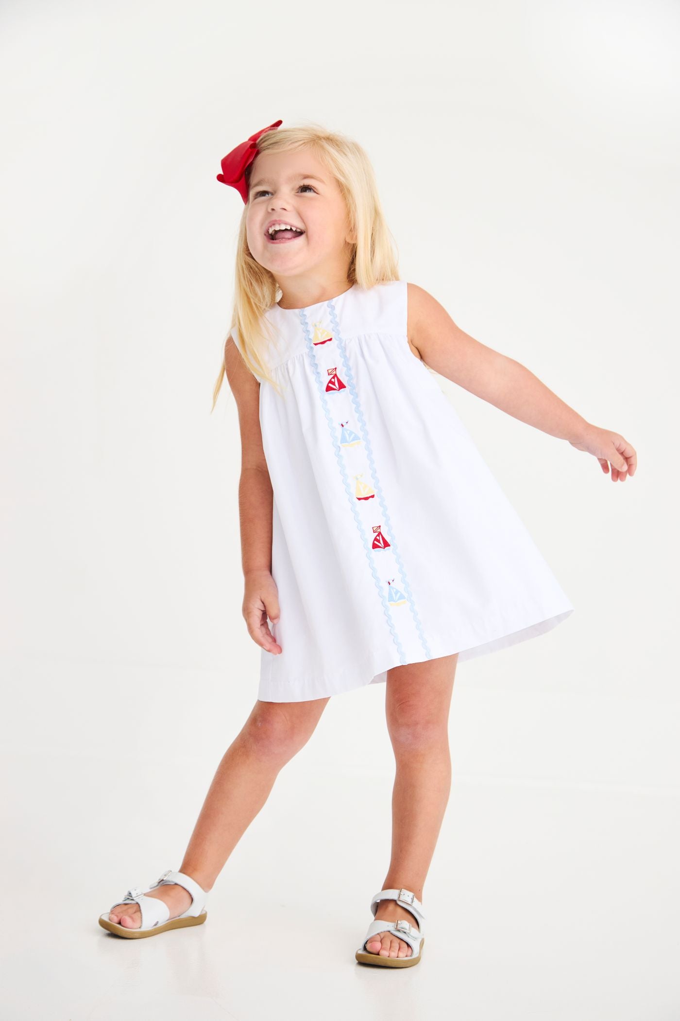 Sleeveless Tabitha's Teacher's Pet Dress Sailboat Worth Avenue White