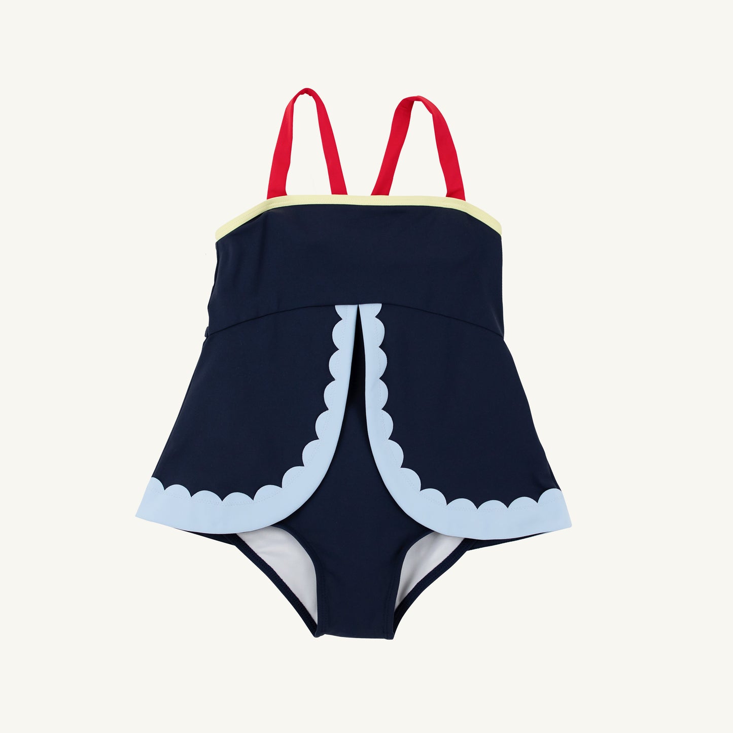 Stratford Scallop Swimsuit Nantucket Navy Beale Street Blue and Lake Worth Yellow