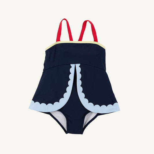 Stratford Scallop Swimsuit Nantucket Navy Beale Street Blue and Lake Worth Yellow