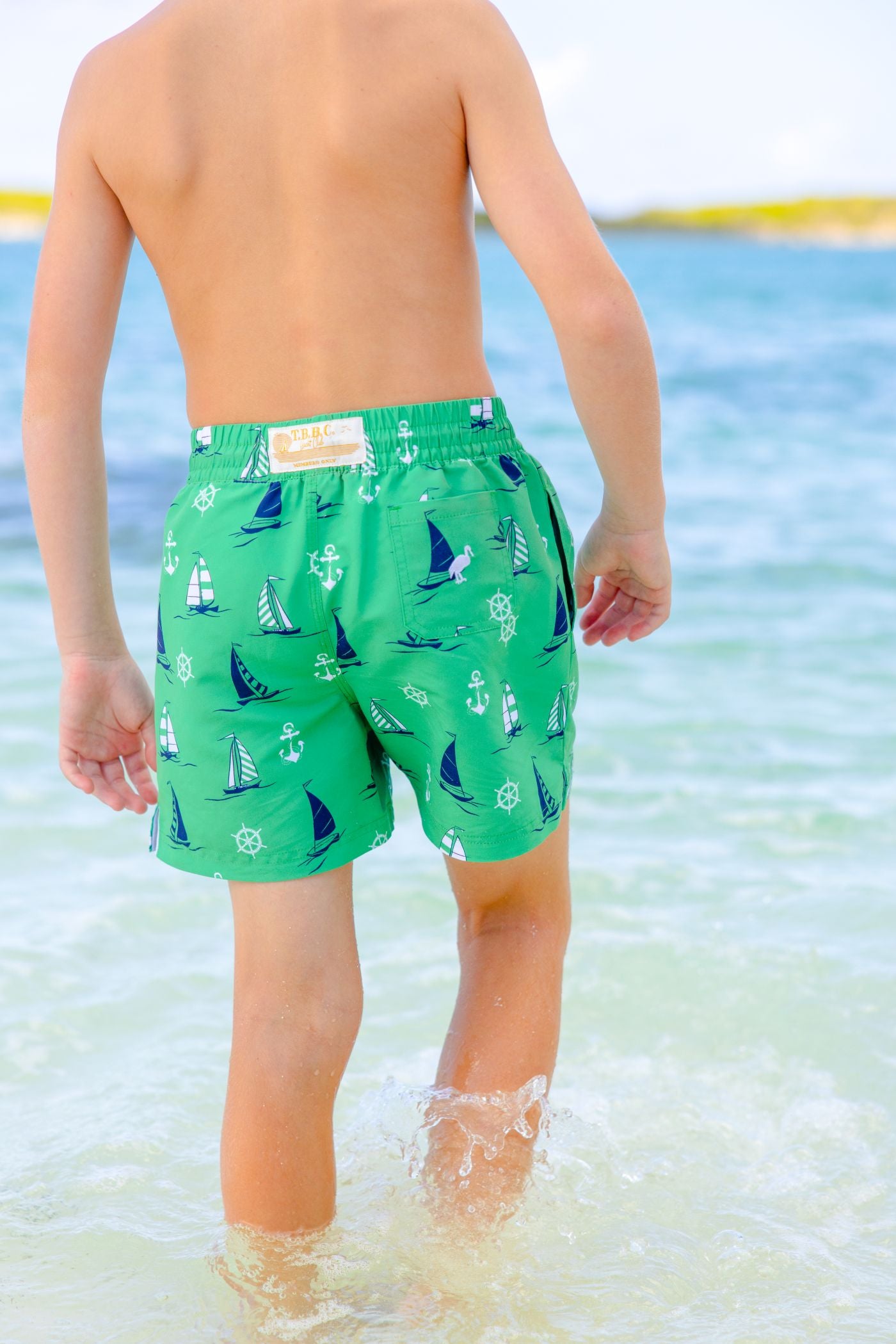 Tortola Swim Trunks Yacht to Join Us Kiawah Kelly Green Worth Avenue White