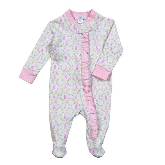 Pink Easter Bunnies Zipper Footie