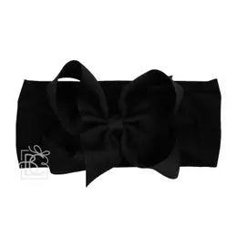 Wide Panty Hose Headband w/Grosgrain Bow 0-3 M, 4.5”